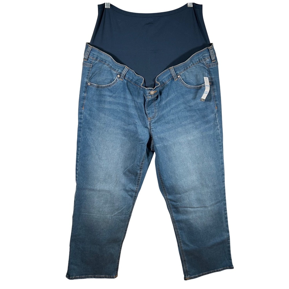 Time and Tru Maternity Straight Leg Jeans Blue XXL 20 Comfort Belly Band NEW